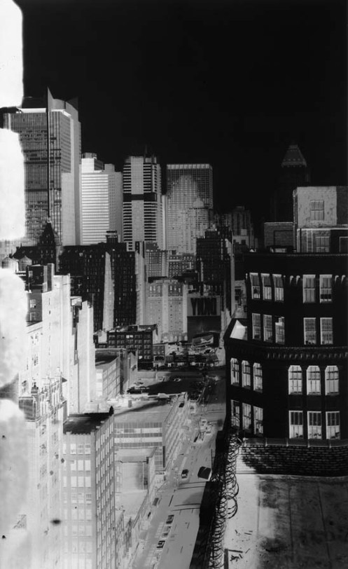 Vera Lutter, 545 8th Avenue, looking North: February 10, 1994, unique silver gelatin print, 66 x 42”. Courtesy of the artist and Gagosian Gallery, New York.