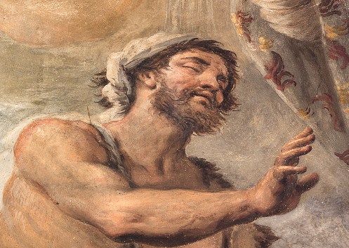 Una rappresentazione della cecità. Taranto (TA), Cappellone di san Cataldo in Cattedrale. Affreschi di Paolo de Matteis 1714 sulla volta e sul tamburo, raffiguranti la vita del Santo